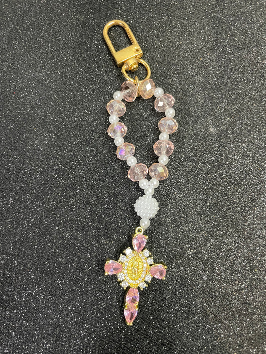 Porte clés - perles « rosée »