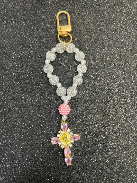 Porte clés - coeur de rose