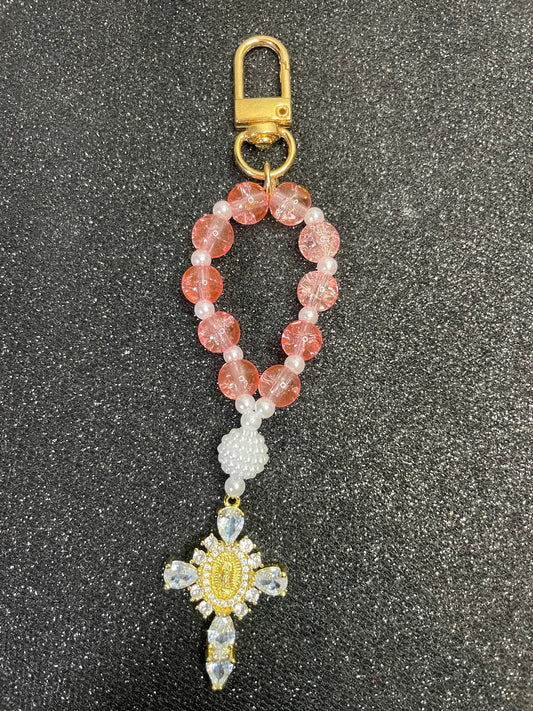 Porte clés - perles « pastèque »