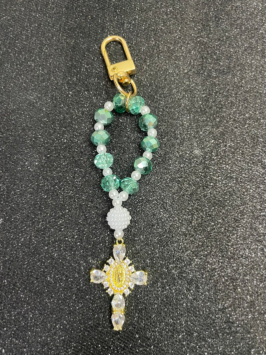 Porte clés - perles « menthe »