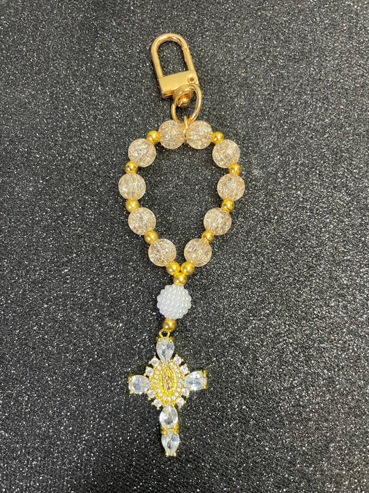 Porte clés - perles « sable »